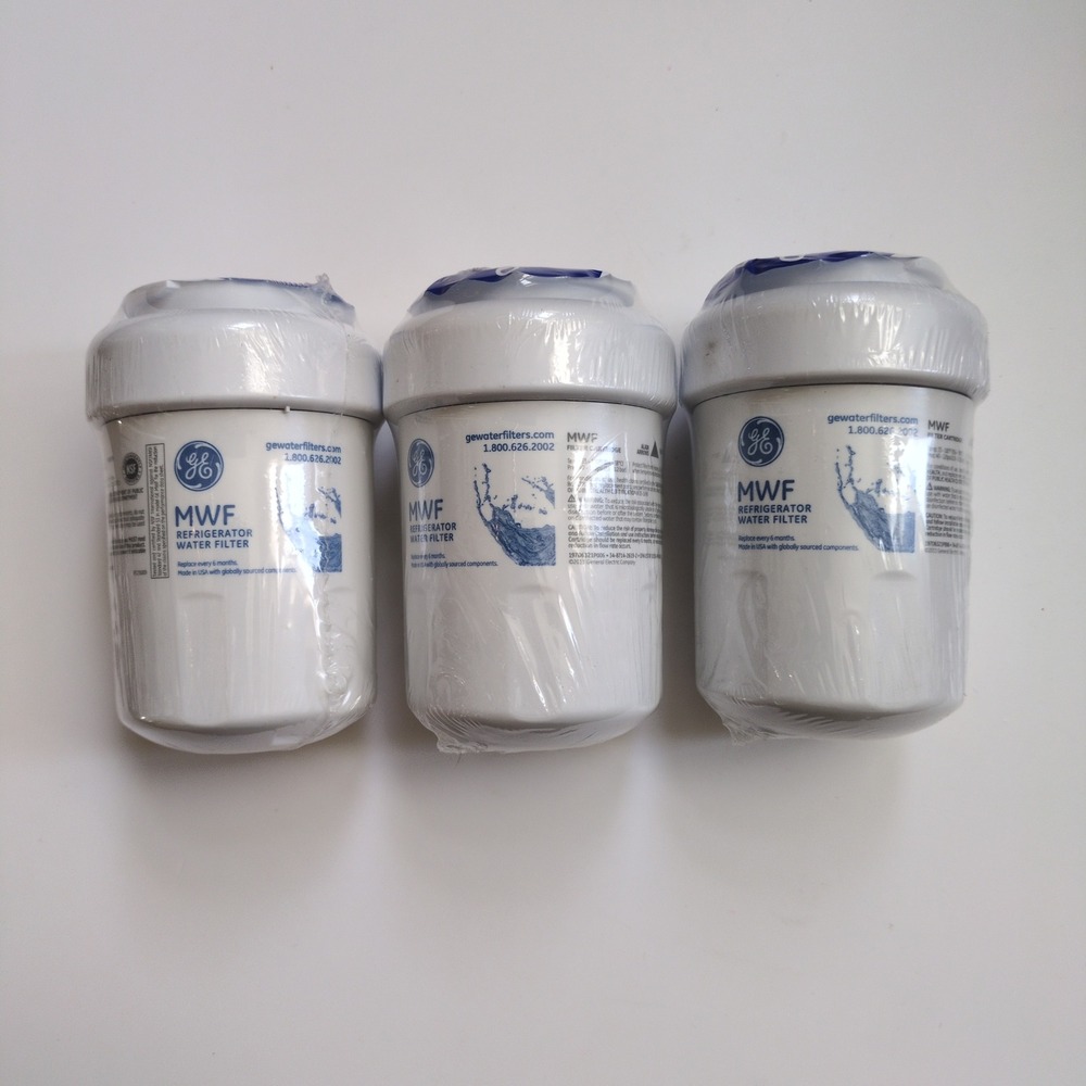 GE Refrigerator Water Filter MWF White Genuine Replacement 3 Pack MWFP Sealed